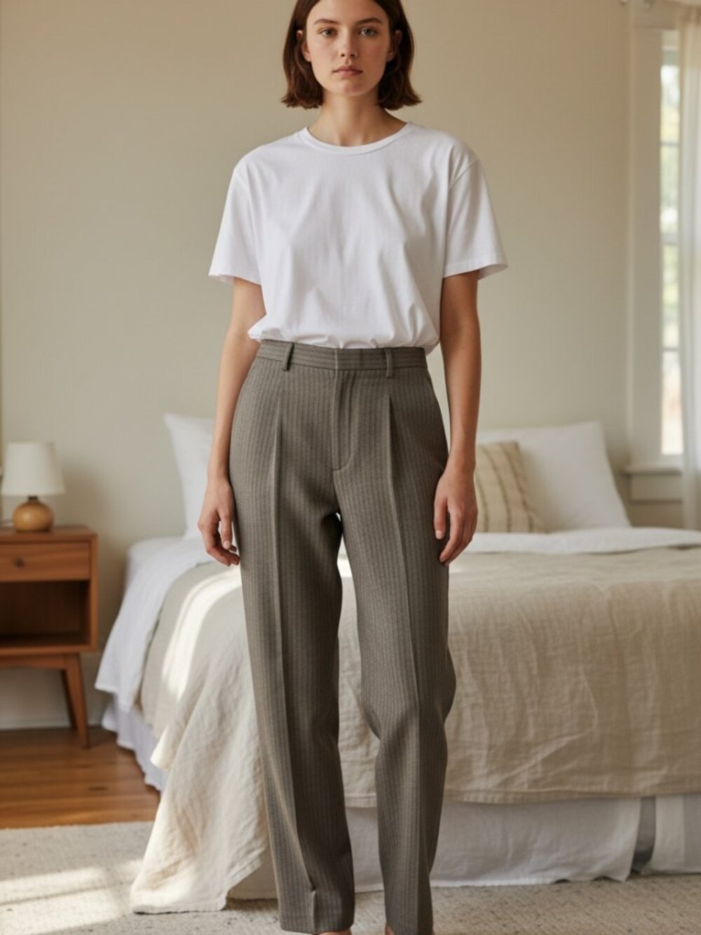 Briggs New York Grey Pinstripe/Herringbone Dress Pants, Size 10